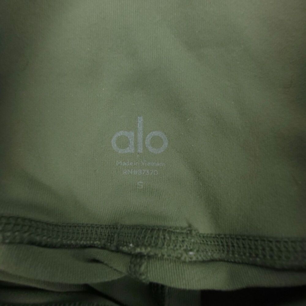 ALO YOGA Sheila High Rise Sheer Mesh Cut Out Leggings Jungle Green Olive Small - Picture 2 of 6